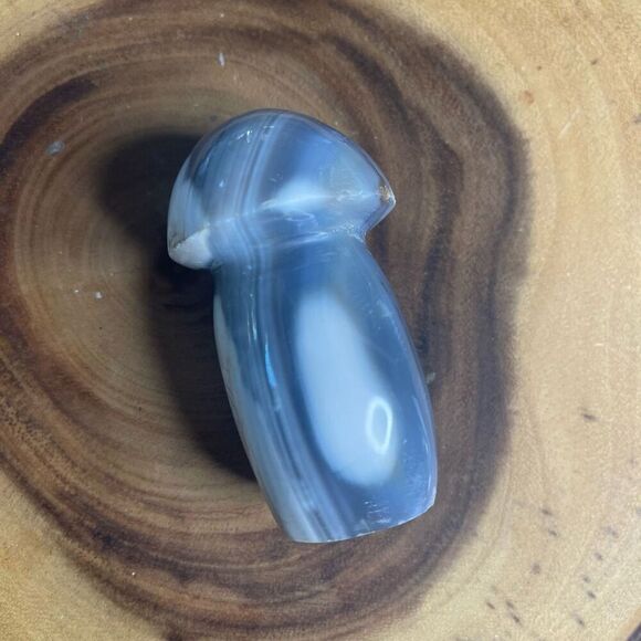 Orca agate mushroom carving crystal druzy white grey banded banding black - Picture 11 of 12